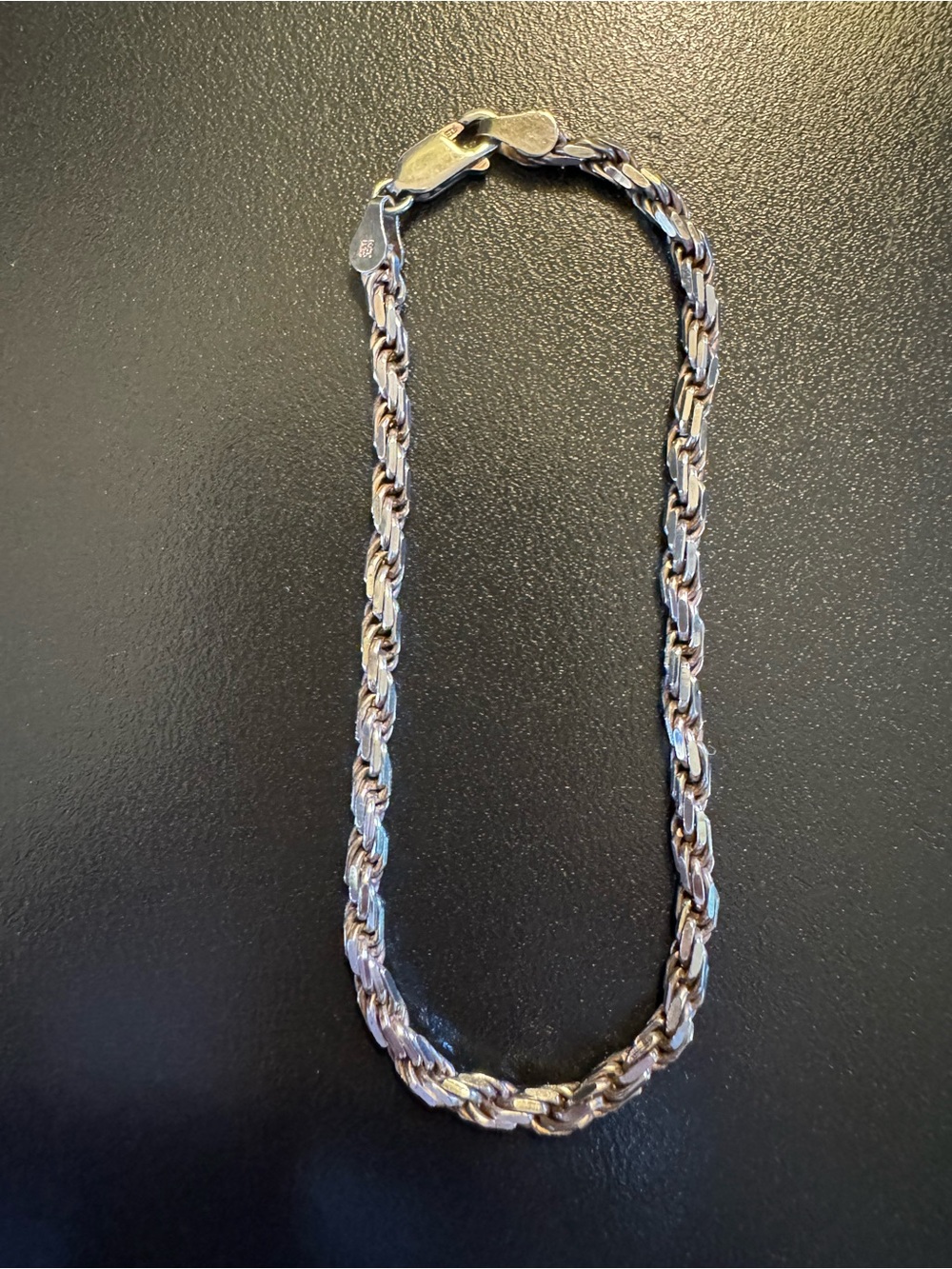 Sterling Silver Woven Twisted Wheat Link Bracelet 8”